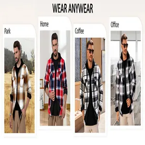 Chemise à capuche en flanelle à carreaux pour homme, idéale pour toutes les occasions.