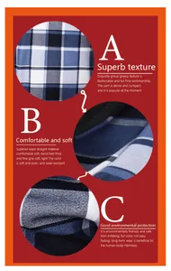 Close-up detail of plaid fabric texture and fleece lining on men's casual shirt
