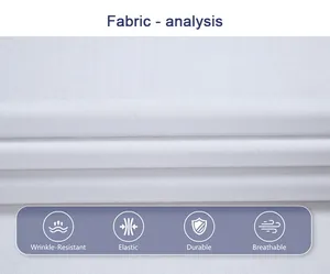 Close-up detail of white men's dress shirt fabric showing wrinkle-resistant and breathable features