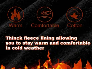 Close-up view of thick black fleece lining for men's winter warm flannel shirt.
