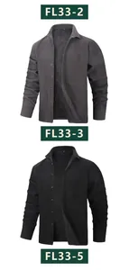 Vue détaillée de vestes-chemises thermiques pour hommes en coloris anthracite et noir chic