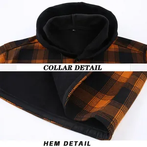 Chemise à capuche en flanelle à carreaux pour homme avec doublure polaire chaude