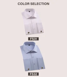 Vue détaillée de deux options de couleur pour chemises homme à poignets mousquetaires et boutons