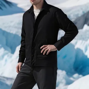 Veste chemise thermique noire classique pour hommes dans un style extérieur décontracté