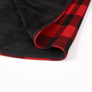 Warm men's flannel shirt with fleece lining and classic red black buffalo plaid pattern