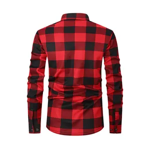 Classic men's red and black buffalo plaid flannel shirt with warm long sleeves