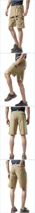 Professional multi-angle views of men's quick-dry stretch hiking cargo shorts in khaki