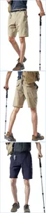 Quick-dry outdoor hiking shorts for men showing front and back views in tan and navy