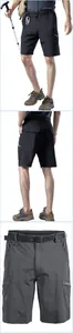 Multi-angle views of men's quick-dry cargo shorts with belt for outdoor hiking
