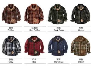 Selezione di camicie in flanella a quadri da uomo in otto diversi colori e fantasie