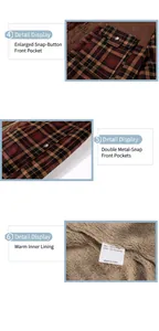 Détails de la veste chemise à carreaux pour hommes doublée de polaire chaude pour l'hiver