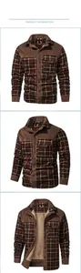 Vue détaillée de la veste à carreaux d'hiver pour hommes avec doublure polaire