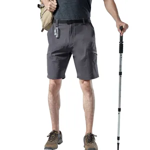 Men's Outdoor Hiking Quick Dry Shorts Lightweight Breathable Multi Pocket Cargo Bottom With Adjustable Belt For Camping Climbing