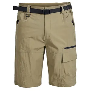 Men's Quick Dry Outdoor Hiking Shorts Nylon Spandex Lightweight Multi-Pocket Tactical Cargo Bottom With Belt Summer Sports