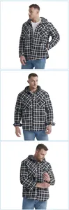 Viste multi-angolo di una camicia a scacchi con cappuccio da uomo con calda fodera in pile