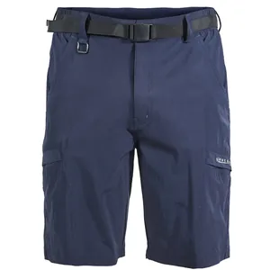 Men's navy blue quick-dry cargo shorts with belt and multiple pockets for hiking