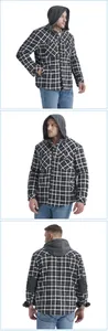 Viste multi-angolo professionali della camicia di flanella con cappuccio da uomo con pile
