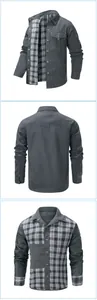 Détails multi-vues d'une veste décontractée pour homme doublée de flanelle de style western.