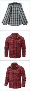 Detailaufnahmen von Herren-Western-Flanellhemd mit Perlmuttknöpfen und Cordkragen.