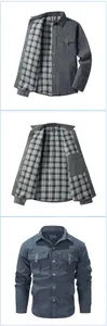 Vue détaillée de la texture en flanelle et de la doublure à carreaux de cette veste.