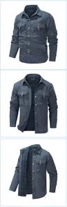 Veste-chemise rétro pour homme doublée de flanelle à carreaux et poches poitrine
