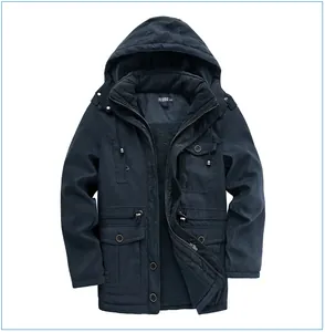 Cappotto invernale da uomo ispessito con fodera in velluto di agnello e cappuccio