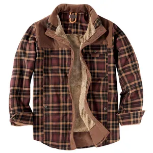 Giacca a Camicia da Uomo Invernale a Quadri Foderata in Pile Cotone Casual Patchwork in Velluto a Coste Ispessito Caldo Top Sherpa per Outdoor