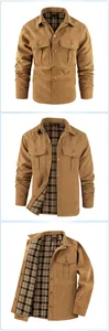 Vues multiples d'une veste western vintage marron pour homme avec doublure en flanelle