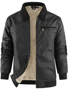 Professionelle Herrenjacke aus gewachster Baumwolle mit warmem Teddyfutter im Detroit-Stil