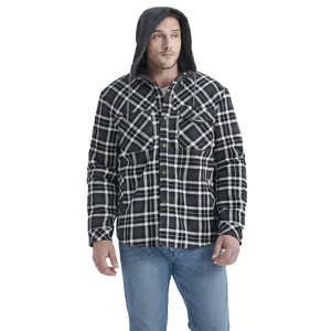 Classic men's plaid hooded jacket with fleece lining for winter warmth and windproof style