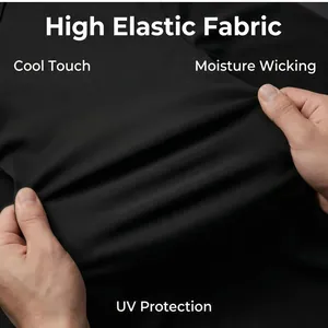 Close-up of black high elastic fabric for men's shirt showing stretch and texture
