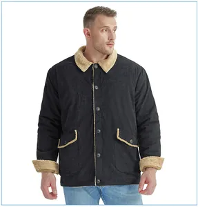 Giacca di velluto a coste da uomo con fodera in pile e colletto a rever per l'inverno.