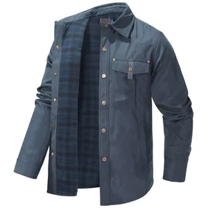 Veste pour homme style western vintage avec doublure en flanelle à carreaux et col rabattu