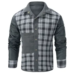 Veste en flanelle à carreaux pour homme style western avec manches contrastées