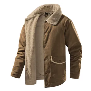 Giacca di Velluto a Coste da Uomo Taglia USA Foderata in Lana d'Agnello Ispessita Cappotto Caldo Casual Invernale con Tasche