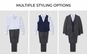 Camicia da uomo a righe blu senza stiro in tre versatili opzioni di stile formale