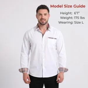 Mannequin en chemise blanche avec col et poignets à carreaux et guide de taille.