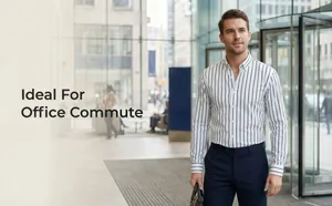 A professional man wearing a striped long-sleeve shirt for a stylish office look