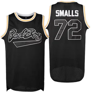 Maglia da Basket Hip Hop Retrò da Uomo Smalls 72 Bad Boy Canotta in Mesh Ricamata Canotta Sportiva Senza Maniche