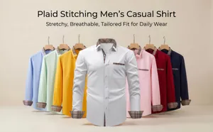 Collection de chemises décontractées pour hommes avec coutures écossaises et tissu extensible