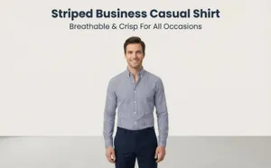 Mannequin portant une chemise décontractée à manches longues et rayures bleues pour homme