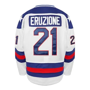 Men Retro 1980 USA Team Ice Hockey Jersey Breathable Mesh Sportswear Eruzione O'Callahan Craig Vintage Athletic Uniform Top