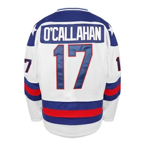 Back view of white vintage hockey jersey with O'Callahan name and number seventeen