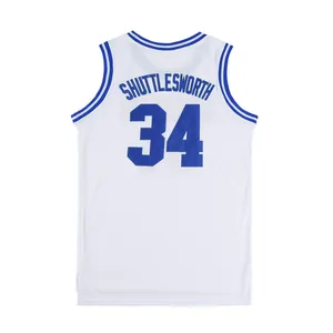 Rückansicht des Jesus Shuttlesworth 34 Retro-Basketballtrikots aus weißem Mesh
