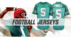 Detailansicht des grünen Retro American Football Trikots mit Finkle Stickerei