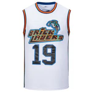 Men's Vintage Basketball Jersey American Movie Version White Number 19 Embroidered Mesh Sleeveless Top Retro Sports Shirt
