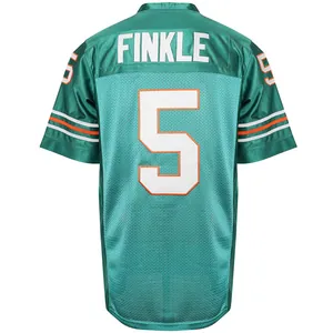 Detailansicht der Rückseite des blaugrünen American Football Trikots mit Finkle 5