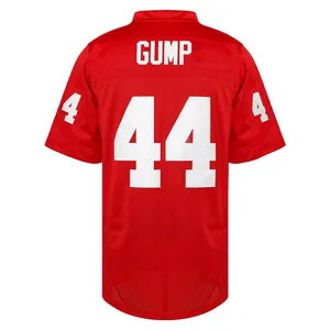 Maglia vintage da football rosso Forrest Gump con numero 44 ricamato sul retro