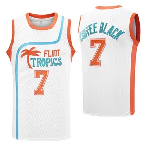 Front and back view of Flint Tropics basketball jersey with embroidered number 7