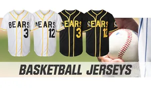 Bad News Bears movie version embroidered baseball jerseys in white and black colors